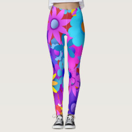 Retro 60s 70s Bloem Leggings