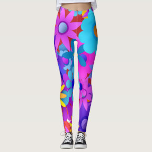 Retro 60s 70s Bloem Leggings