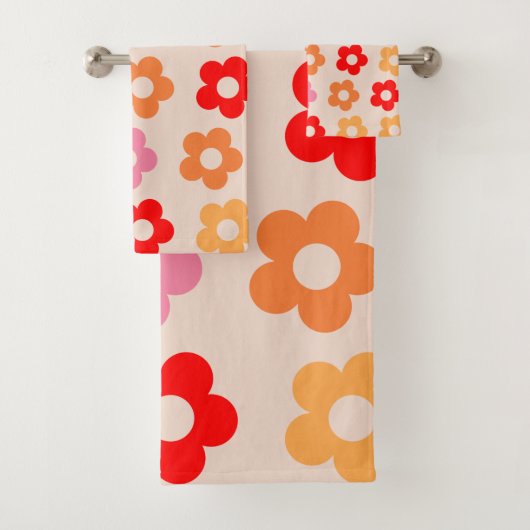 Retro 60s 70s bloemen hippie bad handdoek (Insitu)