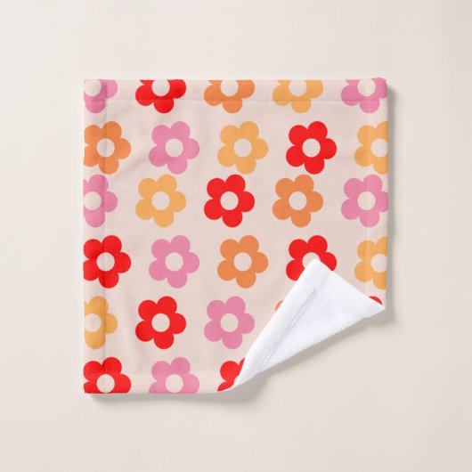 Retro 60s 70s bloemen hippie bad handdoek (Wasdoekje)
