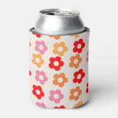 Retro 60s 70s bloemen hippie blikjeskoeler (Blikje Voorkant)