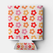 Retro 60s 70s bloemen hippie blikjeskoeler (Achterkant)