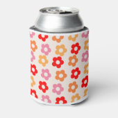 Retro 60s 70s bloemen hippie blikjeskoeler (Blikje Achterkant)