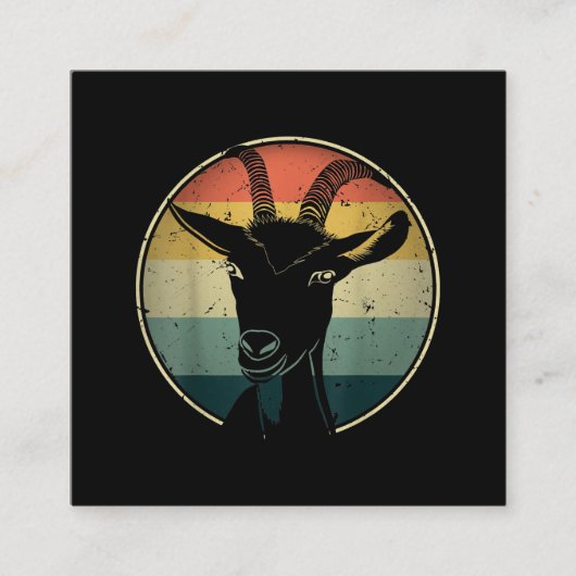 Retro 60s 70s boer Dierenvriend geit Vierkante Visitekaartje (Voorkant)