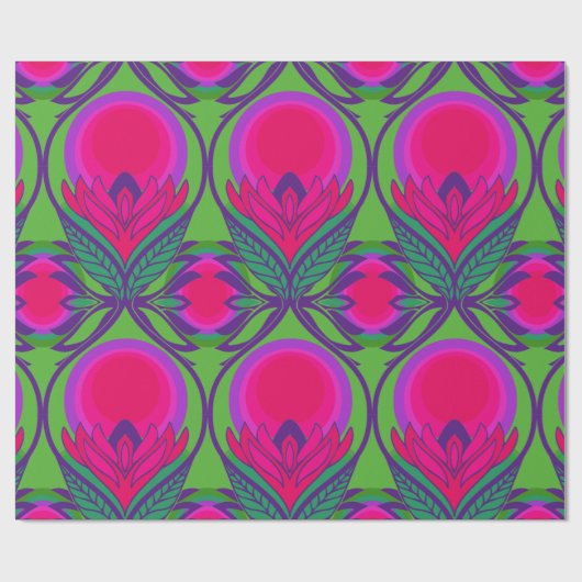 retro 60s 70s cadeaupakpapier cadeaupapier (Vlak)