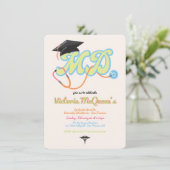 Retro 60's 70's Doctor MD Afstuderen Uitnodiging (Staand voorkant)