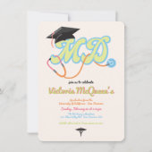 Retro 60's 70's Doctor MD Afstuderen Uitnodiging (Voorkant)