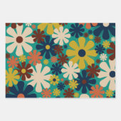 Retro 60s 70s esthetische Floral en Stripe Patrone Inpakpapier Vel (Voorkant 3)