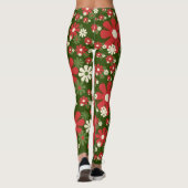 Retro 60s 70s Floral Flower Power Xmas patroon Leggings (Achterkant)