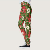 Retro 60s 70s Floral Flower Power Xmas patroon Leggings (Links)