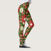 Retro 60s 70s Floral Flower Power Xmas patroon Leggings (Rechts)