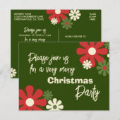 Retro 60s 70s Floral Kerstparty Uitnodiging (Voorkant / Achterkant)
