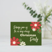 Retro 60s 70s Floral Kerstparty Uitnodiging (Staand voorkant)