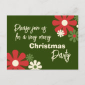 Retro 60s 70s Floral Kerstparty Uitnodiging (Voorkant)