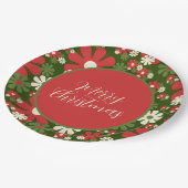 Retro 60s 70s Floral Merry kerstscript Papieren Bordje (Gekanteld)