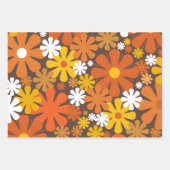 Retro 60s 70s Floral Pattern Brown and Oranje Inpakpapier Vel (Voorkant 2)