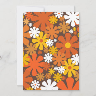 Retro 60s 70s Floral Pattern Oranje en Brown Kaart