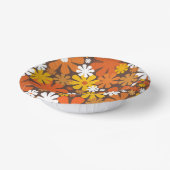 Retro 60s 70s Floral Pattern Oranje en Brown Papieren Kommen (Gebogen)
