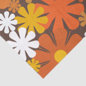 Retro 60s 70s Floral Pattern Oranje en Brown Tissuepapier (Detail)