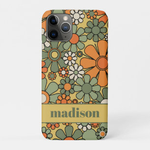 Retro 60s 70s Floral Pattern Personalized Case-Mate iPhone Case