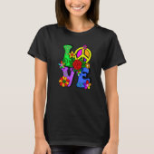 Retro 60's 70's Flower Power Hippy Groovy Love Pea T-shirt (Voorkant)