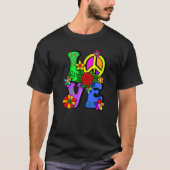 Retro 60's 70's Flower Power Hippy Groovy Love Pea T-shirt (Voorkant)