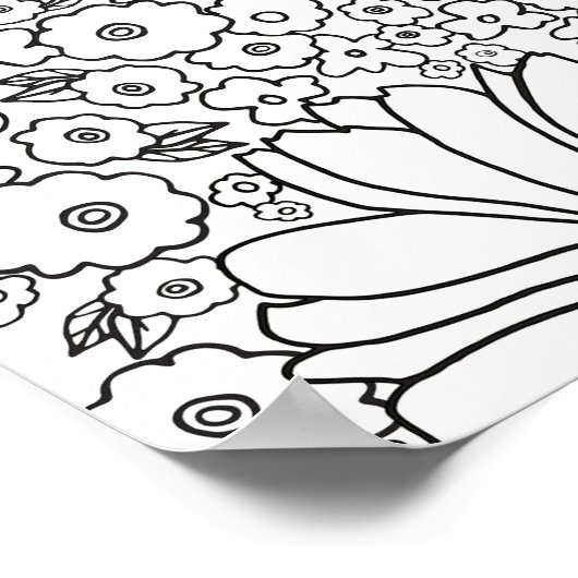 Retro 60s 70s Flowers Black and White Art Print (Hoek)