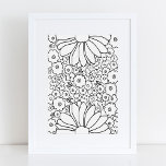Retro 60s 70s Flowers Black and White Art Print<br><div class="desc">Dit groovy kleine getal is zeker om je muren op te hangen! Handgetekende bloemen met een vibe van 60 en 70.</div>