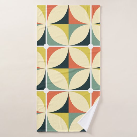 Retro 60's 70's geometrisch patroon. badhanddoek (Badhanddoek)