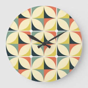 Retro 60's 70's geometrisch patroon. grote klok
