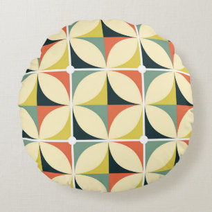 Retro 60's 70's geometrisch patroon. rond kussen