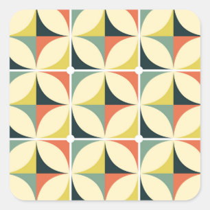 Retro 60's 70's geometrisch patroon. vierkante sticker