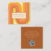 Retro 60s 70s Geometrische Rainbow Waves QR Code Vierkante Visitekaartje (Voorkant / Achterkant)