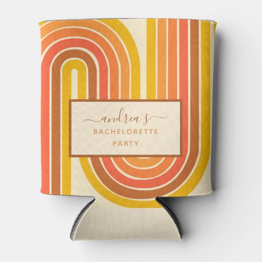 Retro 60s 70s Geometrische Regenboogbachelorette P Blikjeskoeler (Voorkant)