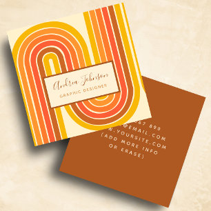 Retro 60s 70s Geometrische Regenboogzassen Vierkante Visitekaartje