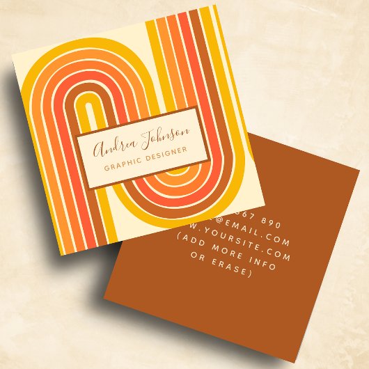 Retro 60s 70s Geometrische Regenboogzassen Vierkante Visitekaartje