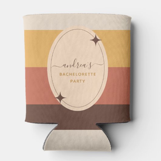 Retro 60s 70s Gestreepte Meidenavond Groovy Blikjeskoeler (Achterkant)