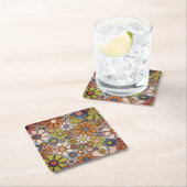 Retro 60s 70s Groovy Floral Kartonnen Onderzetters (Insitu)