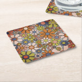 Retro 60s 70s Groovy Floral Kartonnen Onderzetters (Schuin)