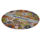Retro 60s 70s Groovy Floral Personalized Snijplank (Hoek)