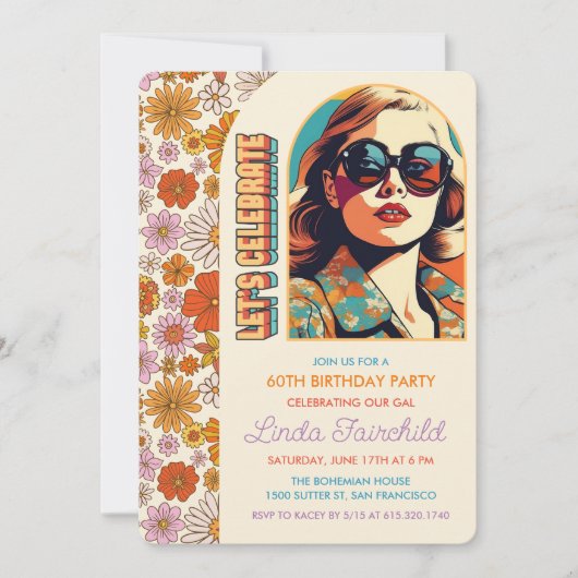 Retro 60s 70s Groovy Hippie Uitnodiging (Voorkant)