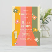 Retro 60s 70s Groovy Stripes Bruidsmeisjes Luncheo Kaart (Staand voorkant)