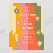 Retro 60s 70s Groovy Stripes Bruidsmeisjes Luncheo Kaart (Voorkant / Achterkant)