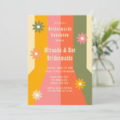 Retro 60s 70s Groovy Stripes Bruidsmeisjes Luncheo Kaart (Staand voorkant)