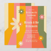 Retro 60s 70s Groovy Stripes Bruidsmeisjes Luncheo Kaart (Voorkant / Achterkant)