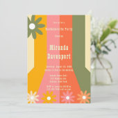 Retro 60s 70s Groovy Stripes vrijgezellenfeest Kaart (Staand voorkant)