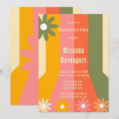 Retro 60s 70s Groovy Stripes vrijgezellenfeest Kaart (Voorkant / Achterkant)