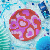 Retro 60s-70s Harten Papieren Bordje (Feest)