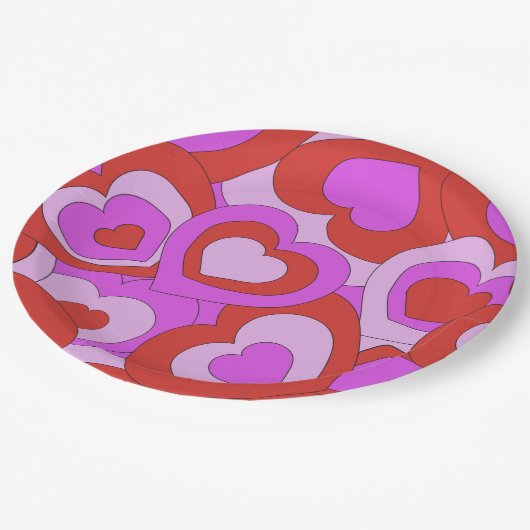 Retro 60s-70s Harten Papieren Bordje (Gekanteld)