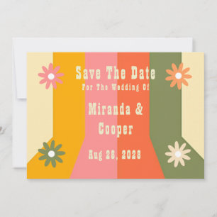 Retro 60s 70s Hippie Groovy Save The Date Cards Kaart
